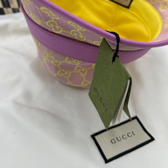 Women’s Gucci GG logo leather/canvas bucket hat, size medium, made in Italy - Picture 7 of 8